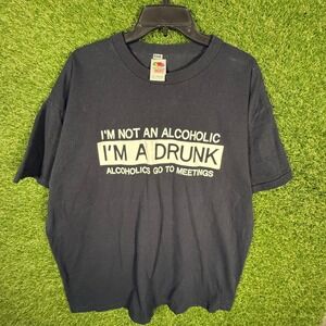 Funny Mens Graphic T Shirt Drunk Alcoholics Meetings Novelty Tee 2XL‎